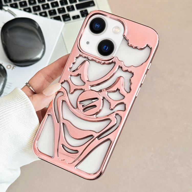 For iPhone 15 Electroplated Hollow Out Clown Heat Dissipation TPU Phone Case