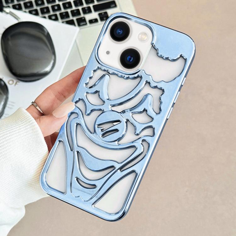For iPhone 15 Electroplated Hollow Out Clown Heat Dissipation TPU Phone Case