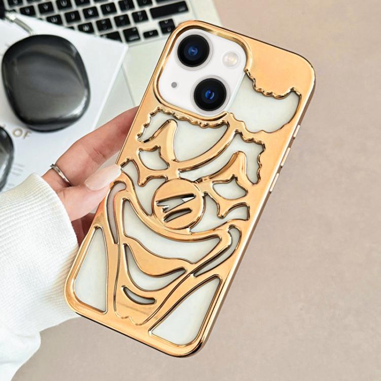 For iPhone 15 Electroplated Hollow Out Clown Heat Dissipation TPU Phone Case