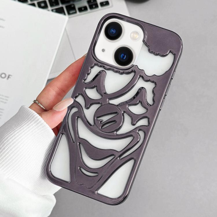 For iPhone 14 Electroplated Hollow Out Clown Heat Dissipation TPU Phone Case