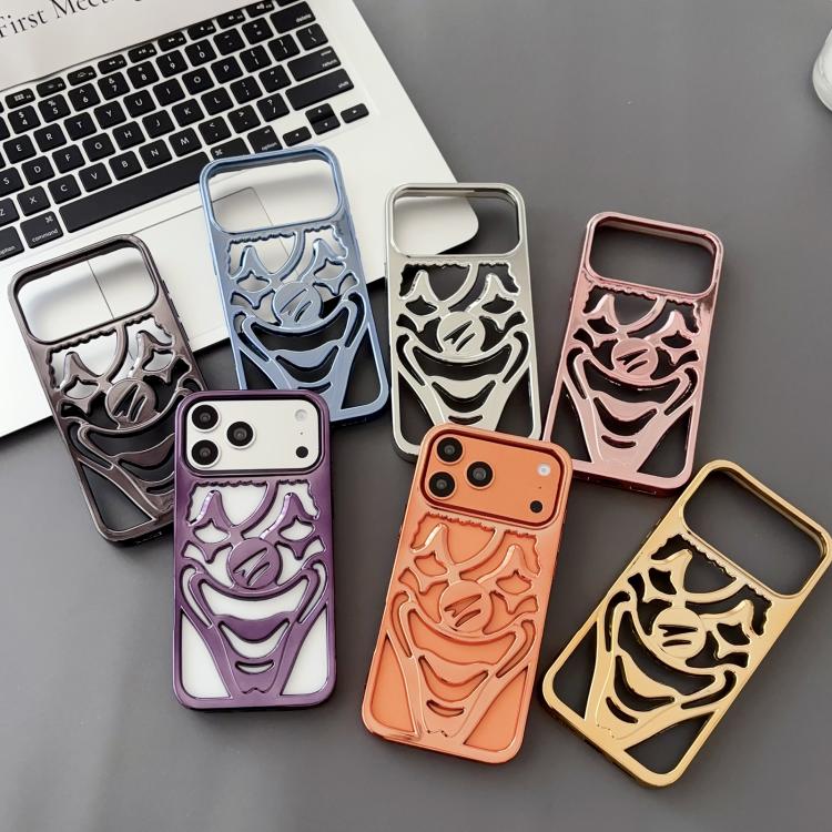 For iPhone 17 Pro Max Electroplated Hollow Out Clown Heat Dissipation TPU Phone Case