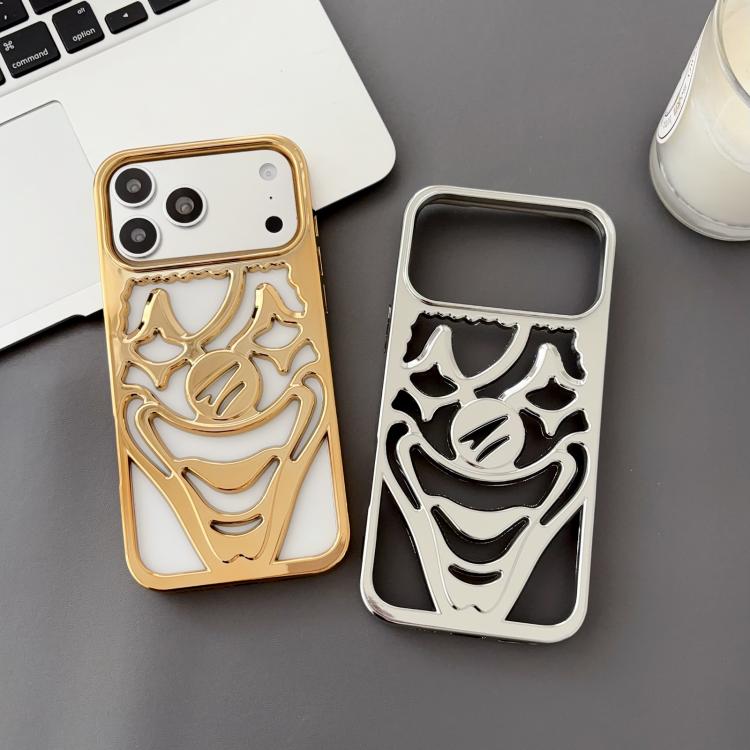 For iPhone 16 Pro Electroplated Hollow Out Clown Heat Dissipation TPU Phone Case
