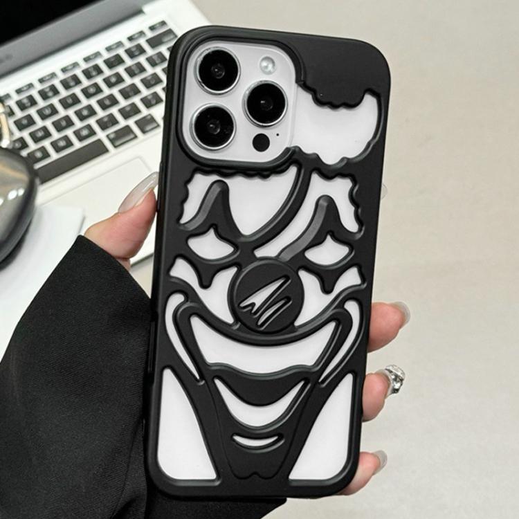 For iPhone 16 Pro Oil Spraying Hollow Out Clown Heat Dissipation TPU Phone Case