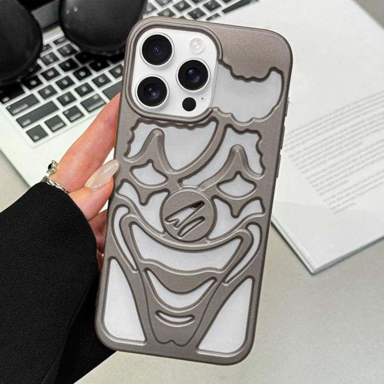 For iPhone 16 Pro Oil Spraying Hollow Out Clown Heat Dissipation TPU Phone Case