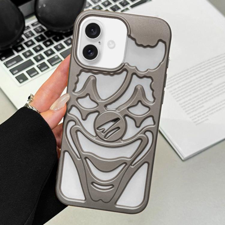For iPhone 16 Oil Spraying Hollow Out Clown Heat Dissipation TPU Phone Case