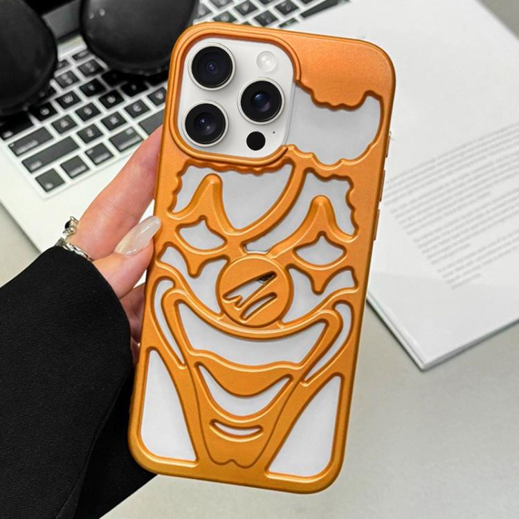 For iPhone 15 Pro Oil Spraying Hollow Out Clown Heat Dissipation TPU Phone Case