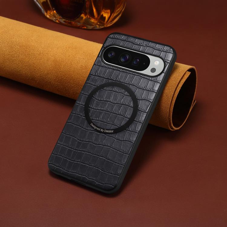 For Google Pixel 10 Pro XL Denior A09 Crocodile Texture PU Vegan Leather Magnetic Phone Case