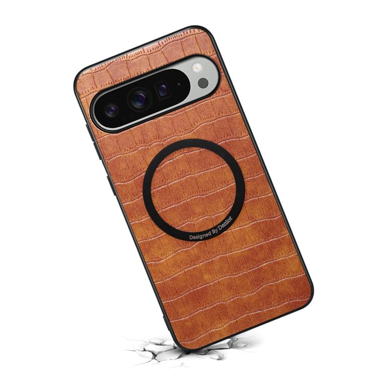 For Google Pixel 10 Pro XL Denior A09 Crocodile Texture PU Vegan Leather Magnetic Phone Case