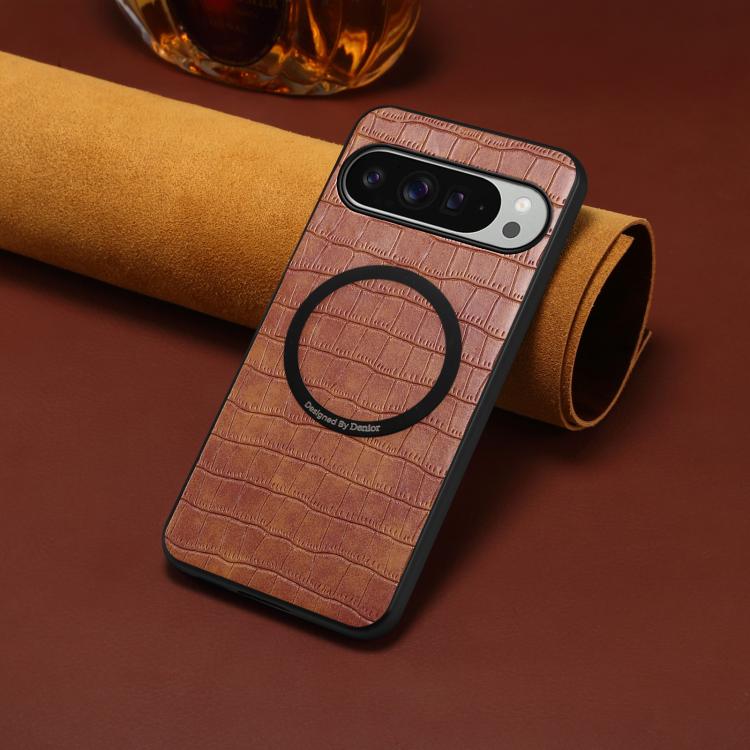 For Google Pixel 10 Pro XL Denior A09 Crocodile Texture PU Vegan Leather Magnetic Phone Case