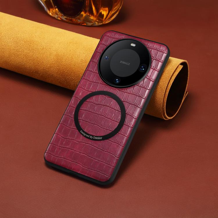 For Huawei Mate 60 Denior A09 Crocodile Texture PU Vegan Leather Magnetic Phone Case