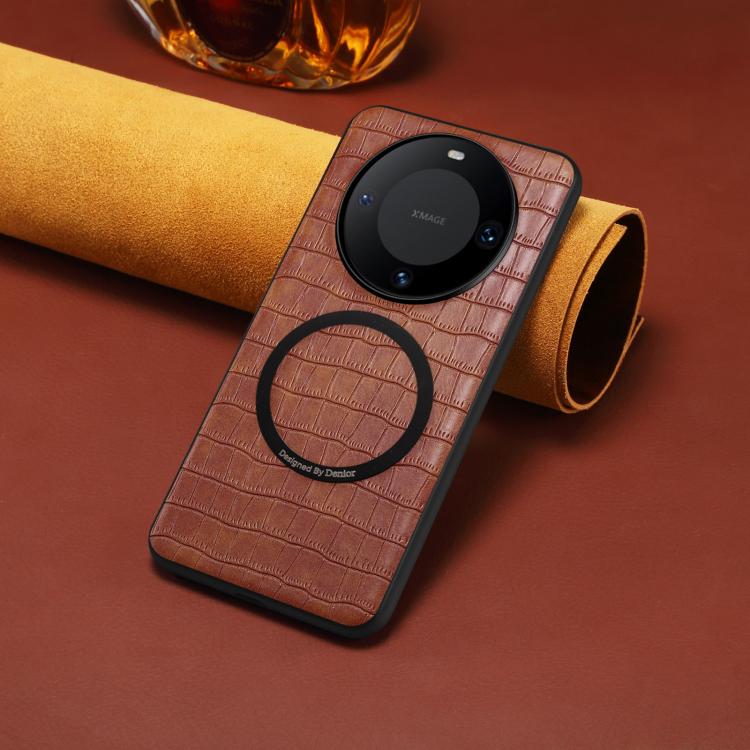 For Huawei Mate 60 Denior A09 Crocodile Texture PU Vegan Leather Magnetic Phone Case