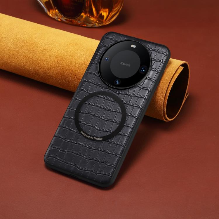 For Huawei Mate 60 Pro / 60 Pro+ Denior A09 Crocodile Texture PU Vegan Leather Magnetic Phone Case