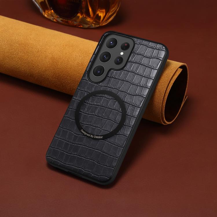 For Samsung Galaxy S25 Ultra 5G Denior A09 Crocodile Texture PU Vegan Leather Magnetic Phone Case