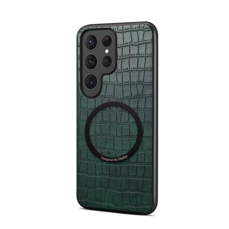 For Samsung Galaxy S25 Ultra 5G Denior A09 Crocodile Texture PU Vegan Leather Magnetic Phone Case