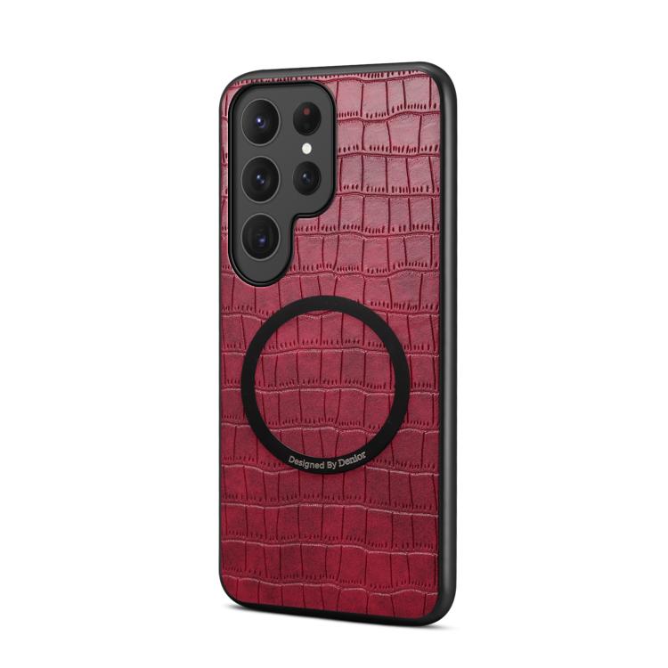 For Samsung Galaxy S26 Ultra 5G Denior A09 Crocodile Texture PU Vegan Leather Magnetic Phone Case