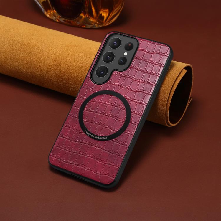For Samsung Galaxy S26 Ultra 5G Denior A09 Crocodile Texture PU Vegan Leather Magnetic Phone Case