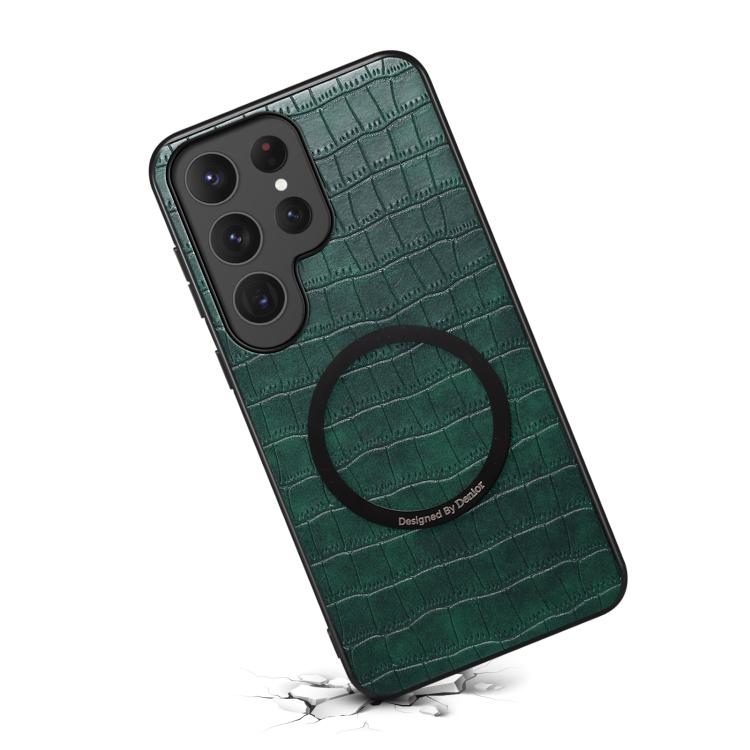 For Samsung Galaxy S26 Ultra 5G Denior A09 Crocodile Texture PU Vegan Leather Magnetic Phone Case