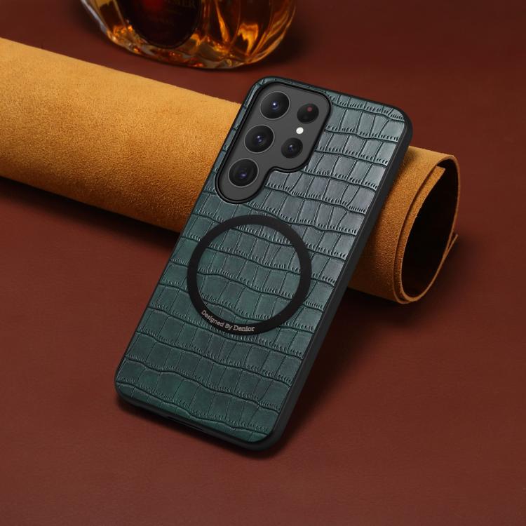 For Samsung Galaxy S26 Ultra 5G Denior A09 Crocodile Texture PU Vegan Leather Magnetic Phone Case