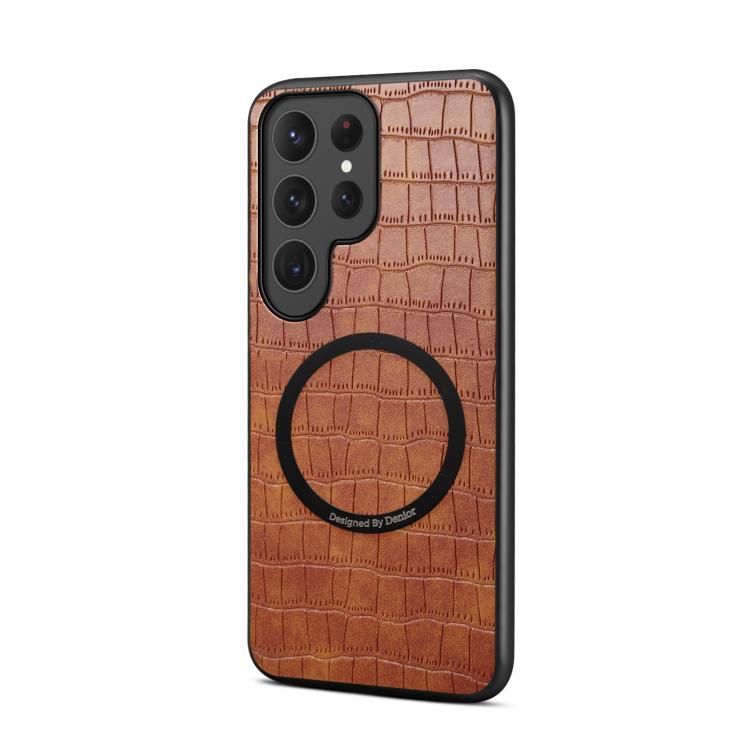 For Samsung Galaxy S26 Ultra 5G Denior A09 Crocodile Texture PU Vegan Leather Magnetic Phone Case