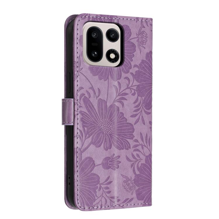 For OnePlus 15 Sunflower Embossed Vegan Leather Phone Case with Small Black Rope