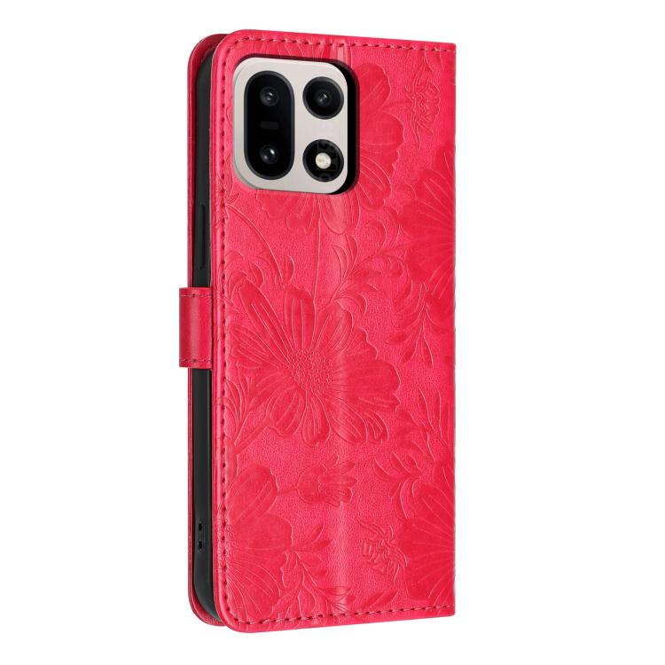 For OnePlus 15 Sunflower Embossed Vegan Leather Phone Case with Small Black Rope
