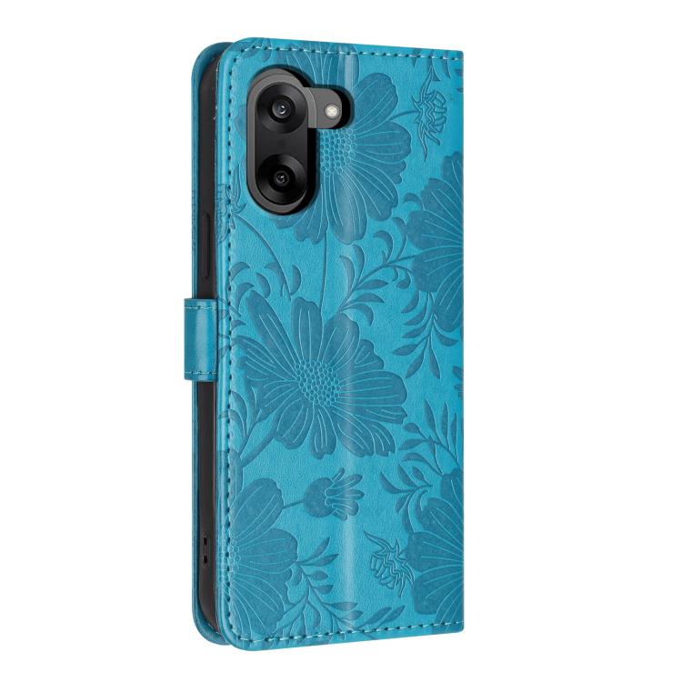 For OnePlus Nord CE5 Sunflower Embossed Vegan Leather Phone Case with Small Black Rope