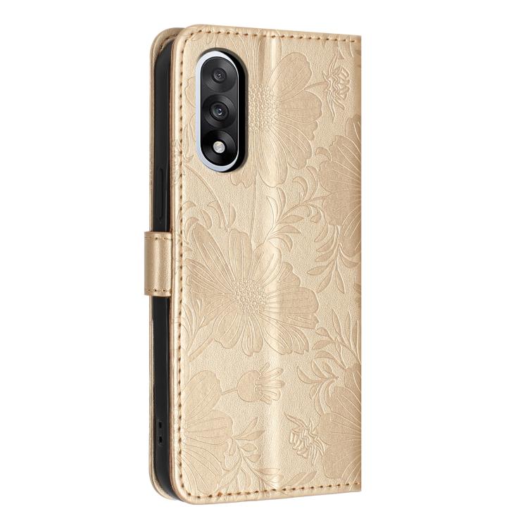 For OnePlus Nord 5 Sunflower Embossed Vegan Leather Phone Case with Small Black Rope