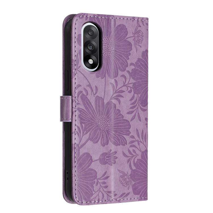 For OnePlus Nord 5 Sunflower Embossed Vegan Leather Phone Case with Small Black Rope