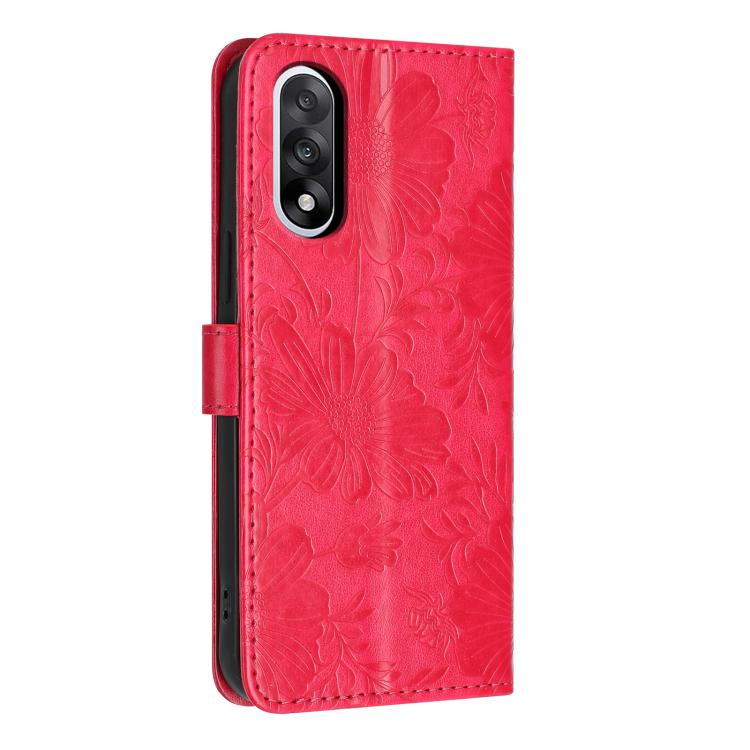 For OnePlus Nord 5 Sunflower Embossed Vegan Leather Phone Case with Small Black Rope