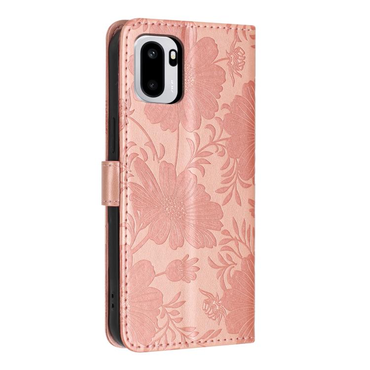 For OnePlus Ace 6 Sunflower Embossed Vegan Leather Phone Case with Small Black Rope