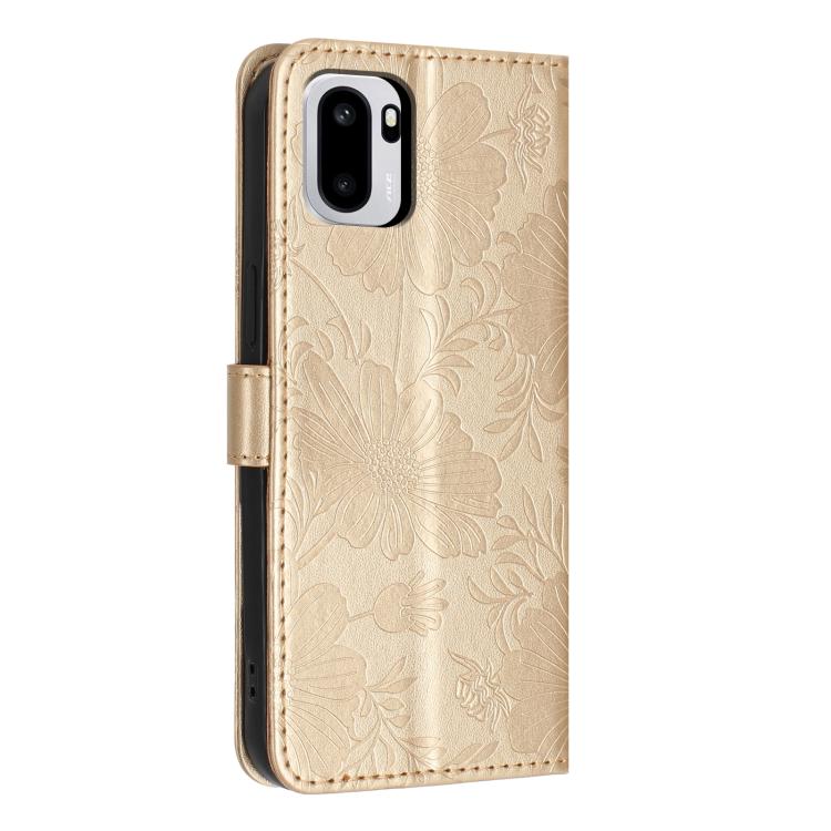 For OnePlus Ace 6 Sunflower Embossed Vegan Leather Phone Case with Small Black Rope