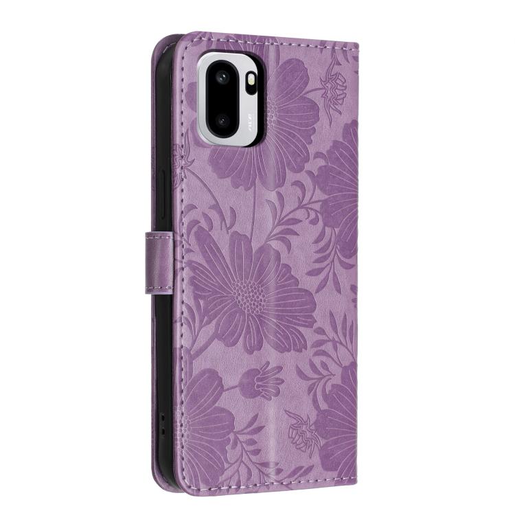 For OnePlus Ace 6 Sunflower Embossed Vegan Leather Phone Case with Small Black Rope