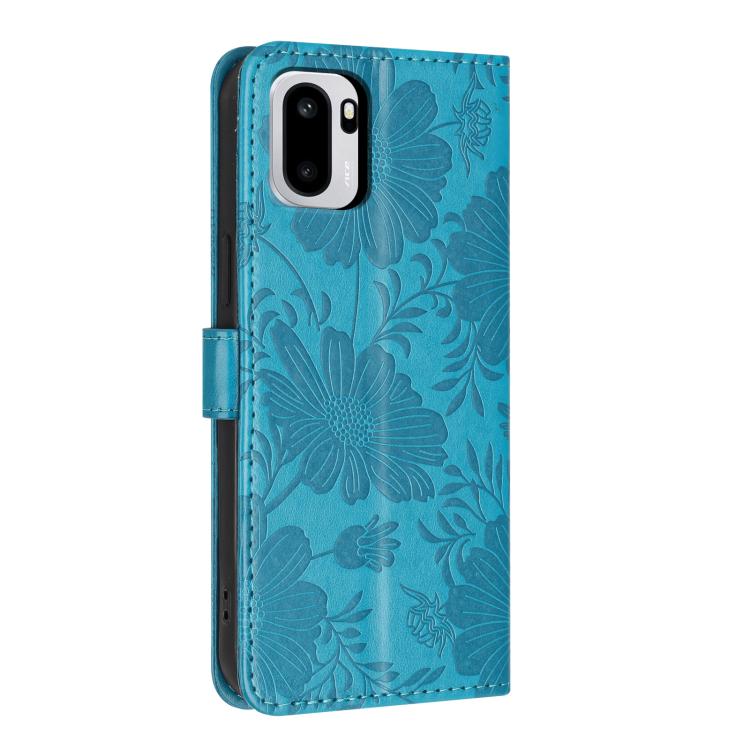 For OnePlus Ace 6 Sunflower Embossed Vegan Leather Phone Case with Small Black Rope