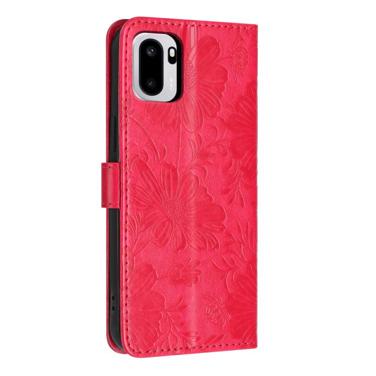 For OnePlus Ace 6 Sunflower Embossed Vegan Leather Phone Case with Small Black Rope