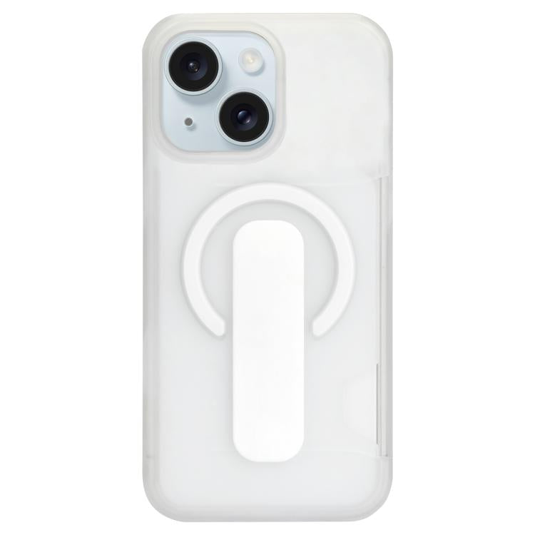 For iPhone 15 Translucent Holder Card Slot Magnetic Phone Case