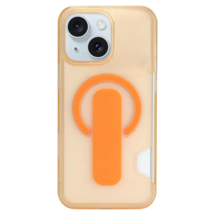 For iPhone 15 Translucent Holder Card Slot Magnetic Phone Case