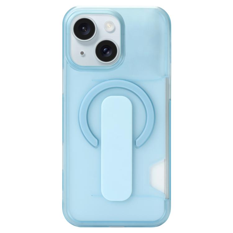 For iPhone 15 Translucent Holder Card Slot Magnetic Phone Case
