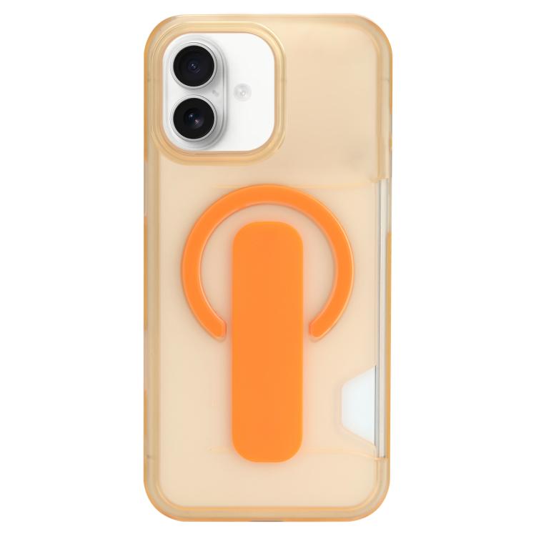 For iPhone 16 Translucent Holder Card Slot Magnetic Phone Case