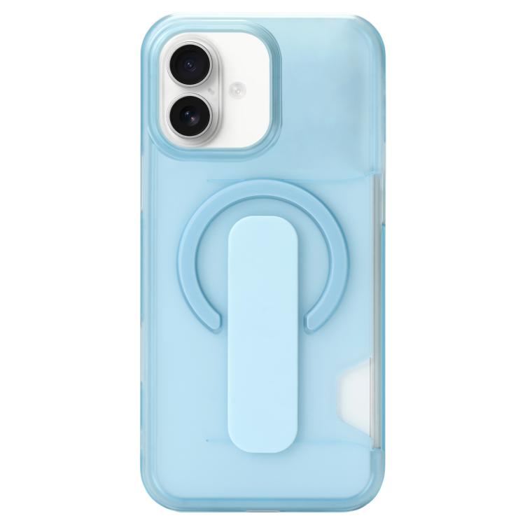 For iPhone 16 Translucent Holder Card Slot Magnetic Phone Case