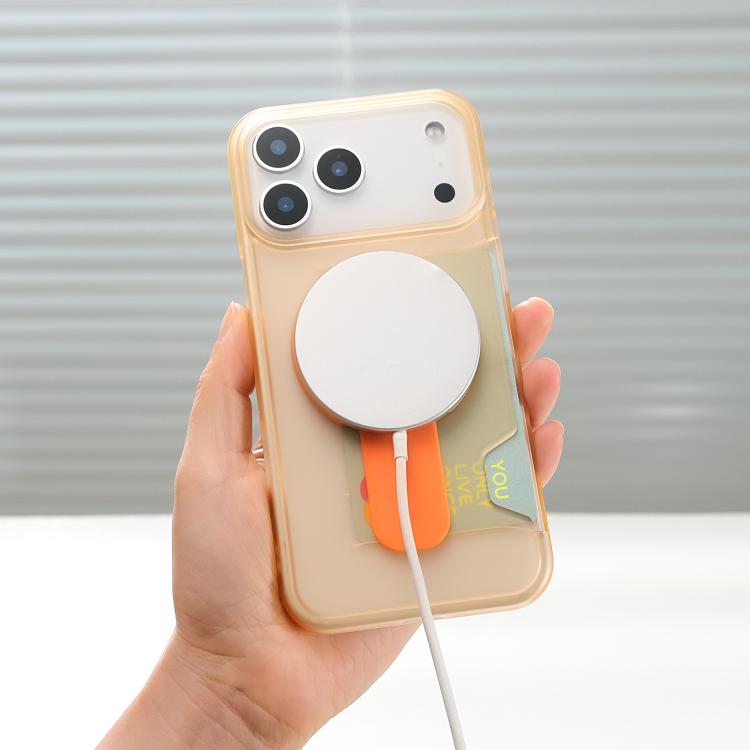 For iPhone 15 Pro Translucent Holder Card Slot Magnetic Phone Case
