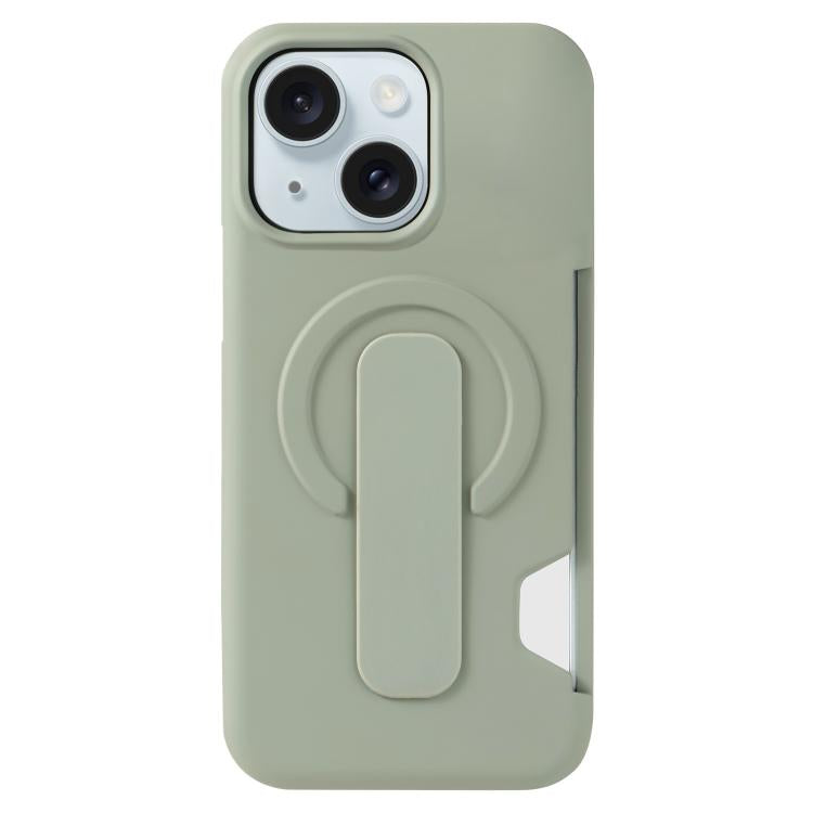 For iPhone 15 Skin Feel Holder Card Slot Magnetic Phone Case