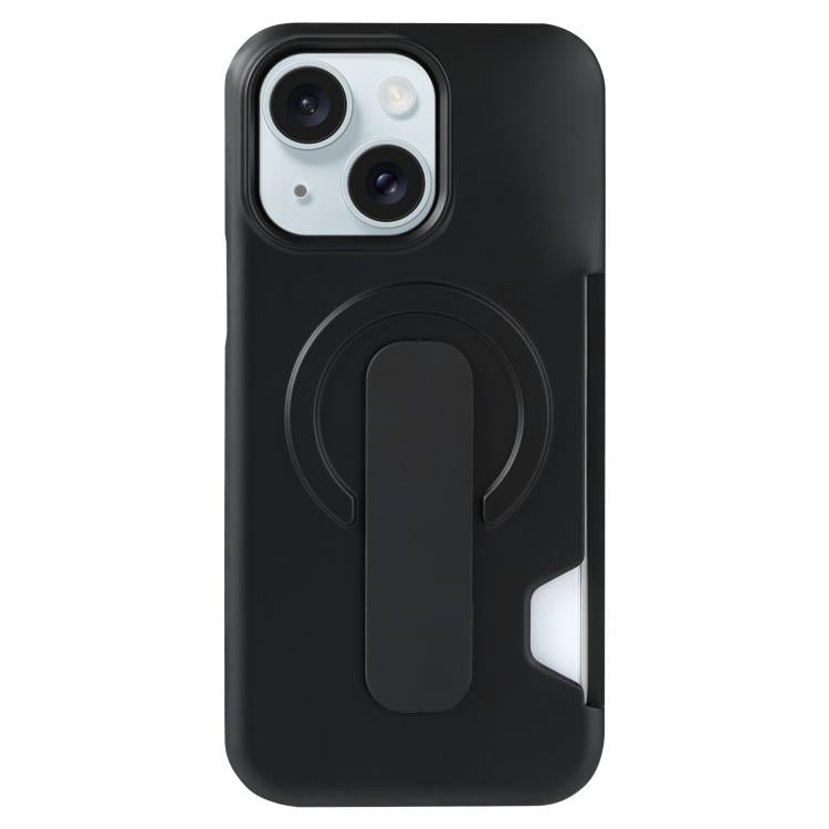 For iPhone 15 Skin Feel Holder Card Slot Magnetic Phone Case