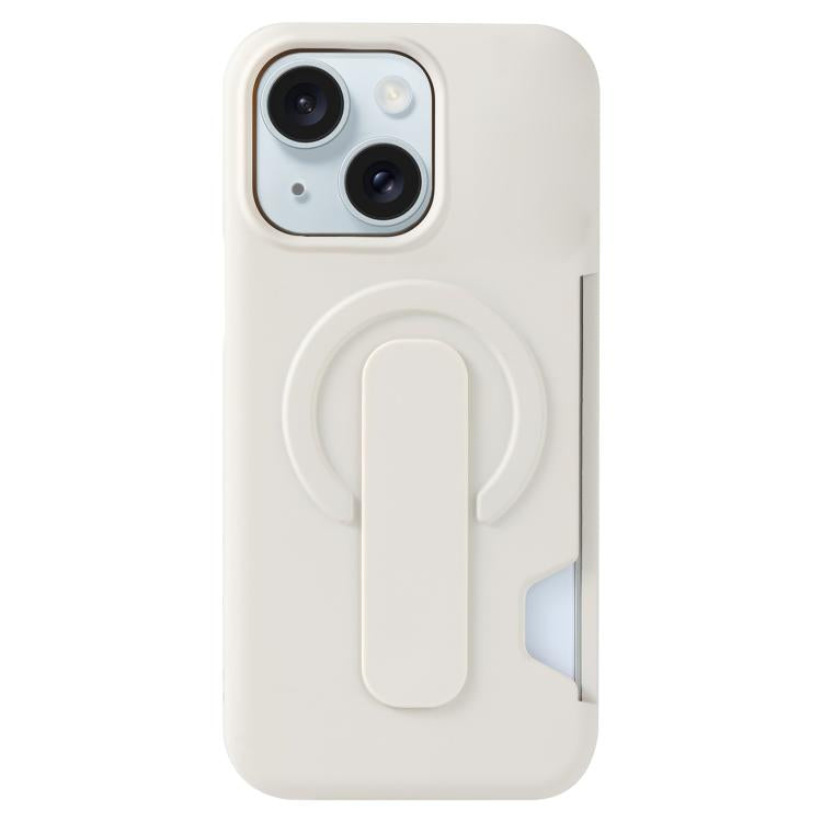 For iPhone 15 Skin Feel Holder Card Slot Magnetic Phone Case