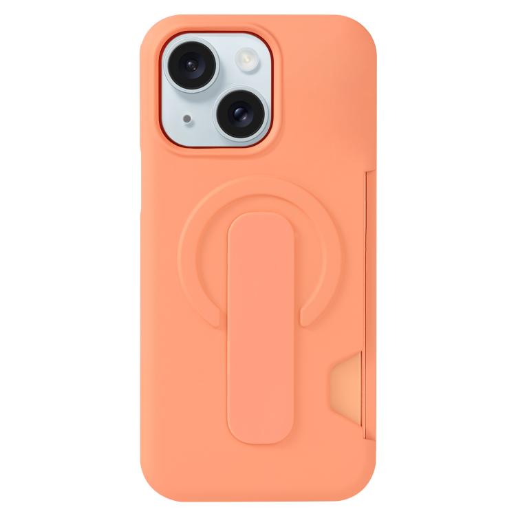 For iPhone 15 Skin Feel Holder Card Slot Magnetic Phone Case