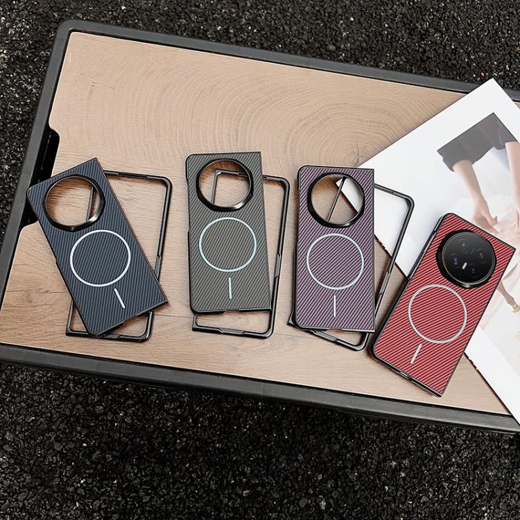 For Honor Magic V6 Fiber Texture Fine Circle Magnetic Phone Case