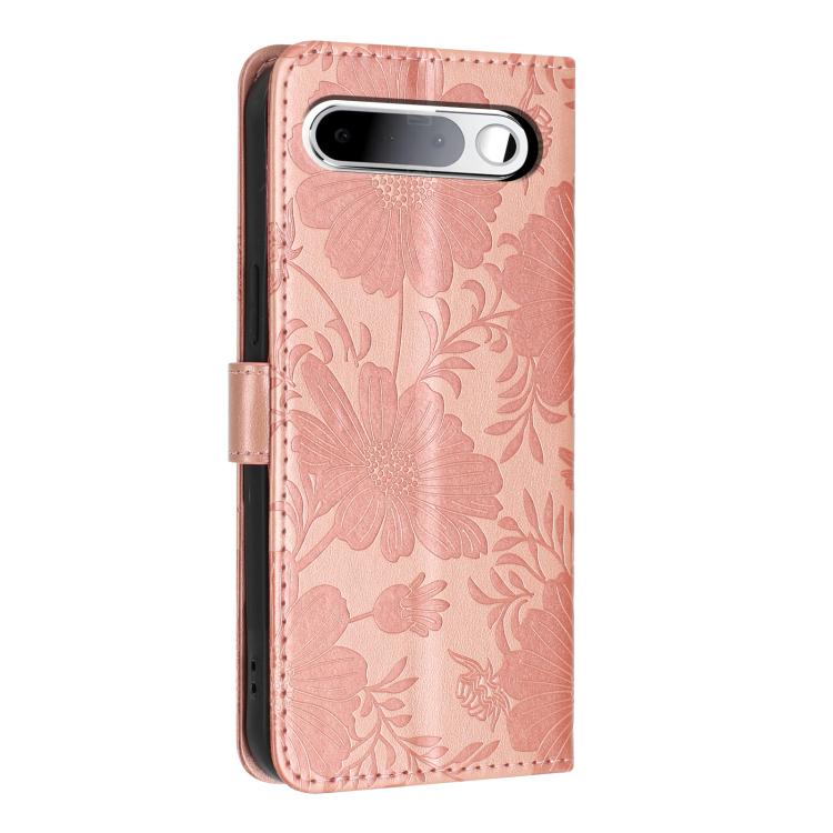 For Realme 16 5G Sunflower Embossed Vegan Leather Phone Case with Small Black Rope