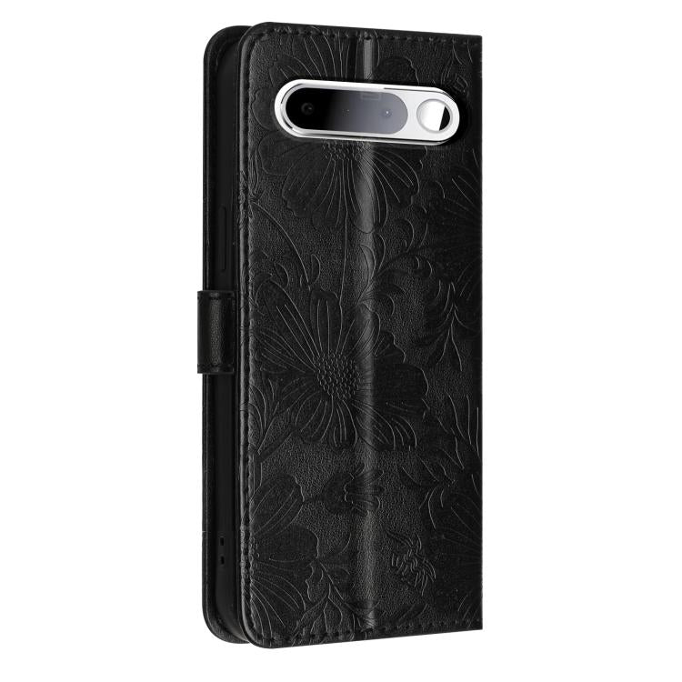 For Realme 16 5G Sunflower Embossed Vegan Leather Phone Case with Small Black Rope