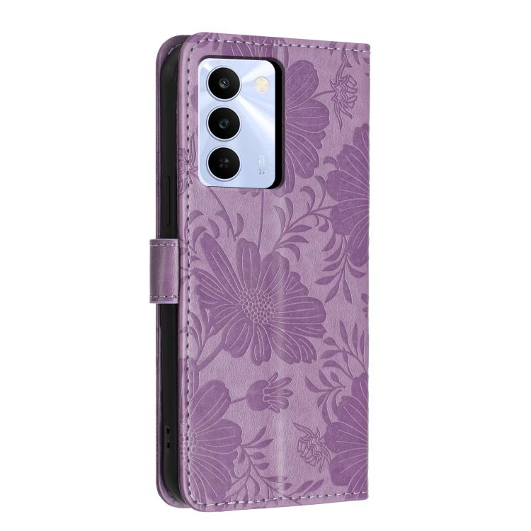 For Realme C83 5G Sunflower Embossed Vegan Leather Phone Case with Small Black Rope