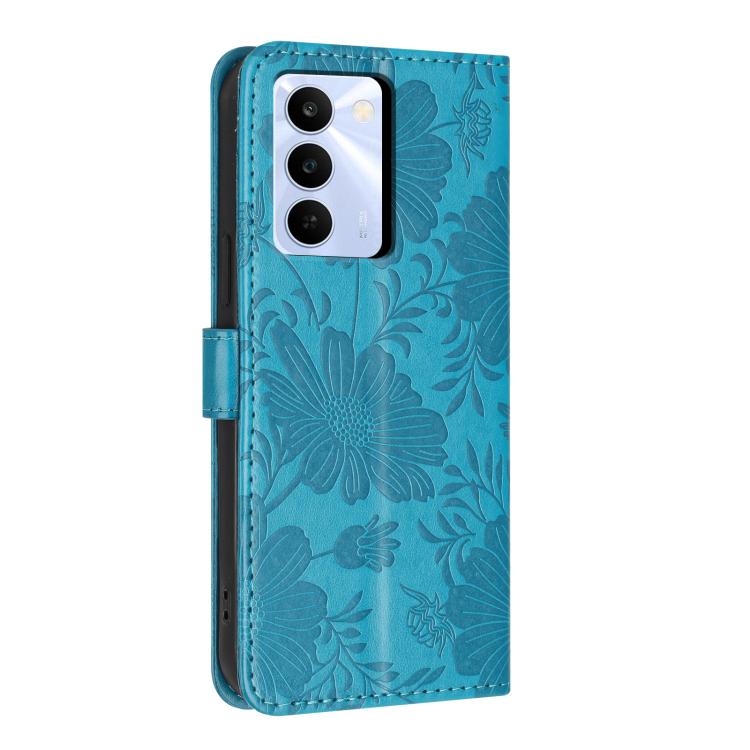 For Realme C83 5G Sunflower Embossed Vegan Leather Phone Case with Small Black Rope