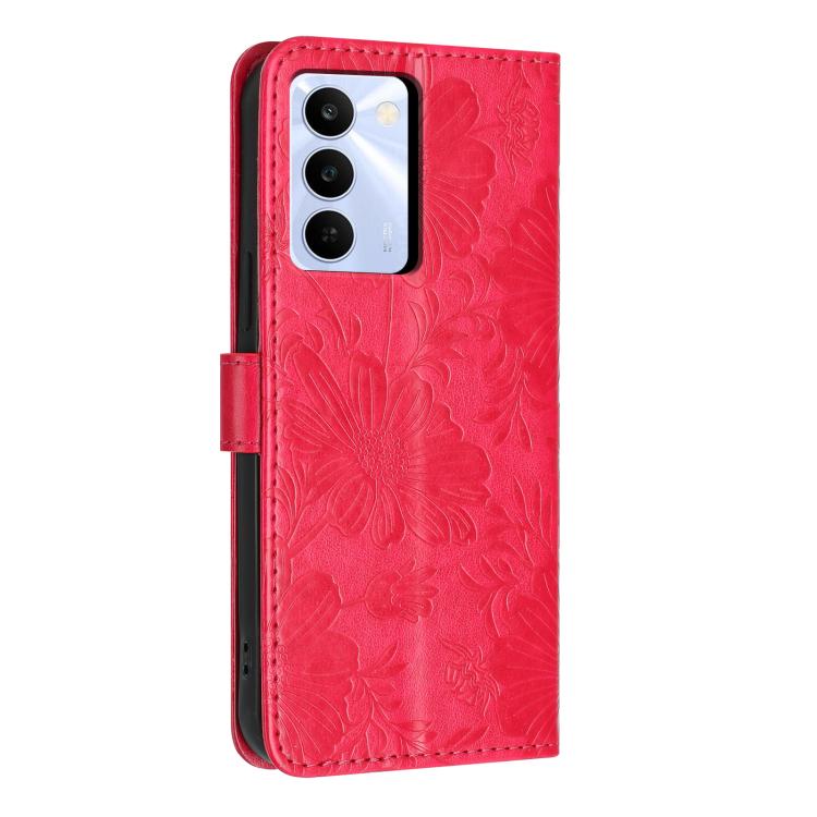 For Realme C83 5G Sunflower Embossed Vegan Leather Phone Case with Small Black Rope